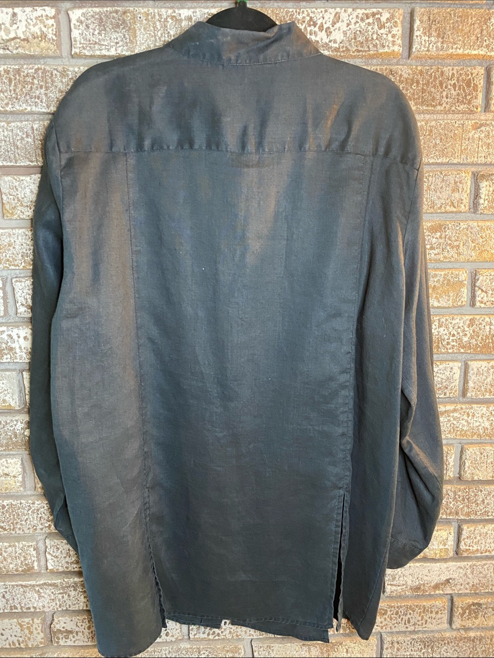 Addition Elle Black Collared Linen Shirt or Lightweight Jacket - Picture 7 of 8